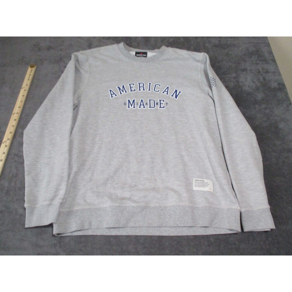 American Giant Grey Graphic Crewneck Sweatshirt Mens L American Made in USA Logo
